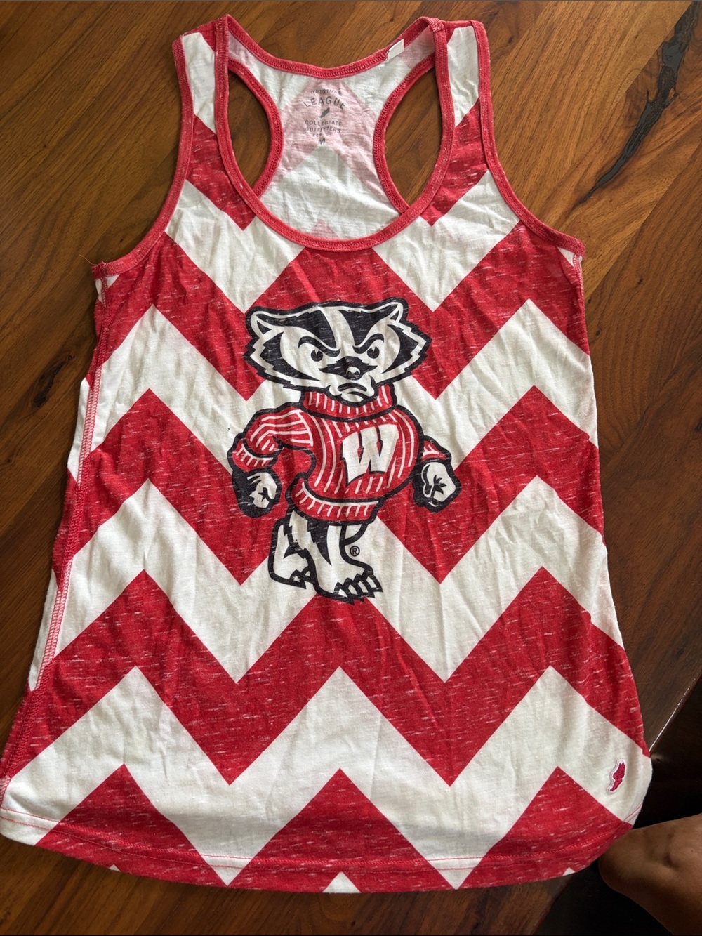 League Women's Red and White Chevron Racerback Tank